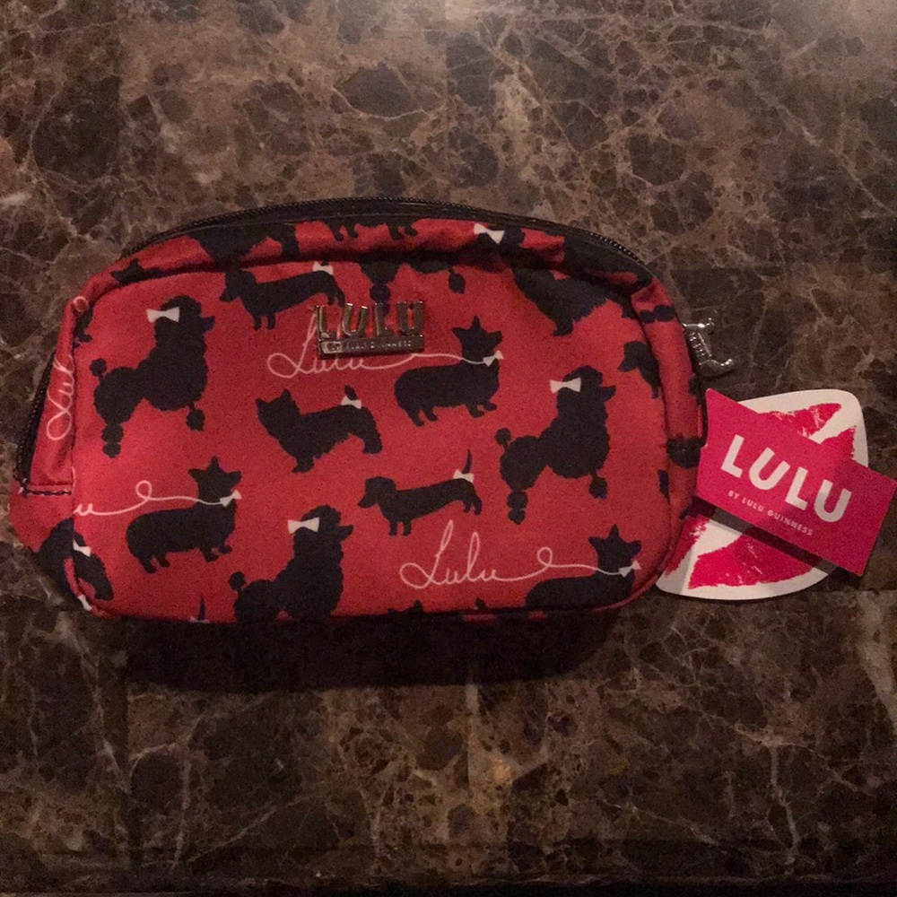 NWT-LULU Guinness Makeup Pouch Scottie Dog Bow